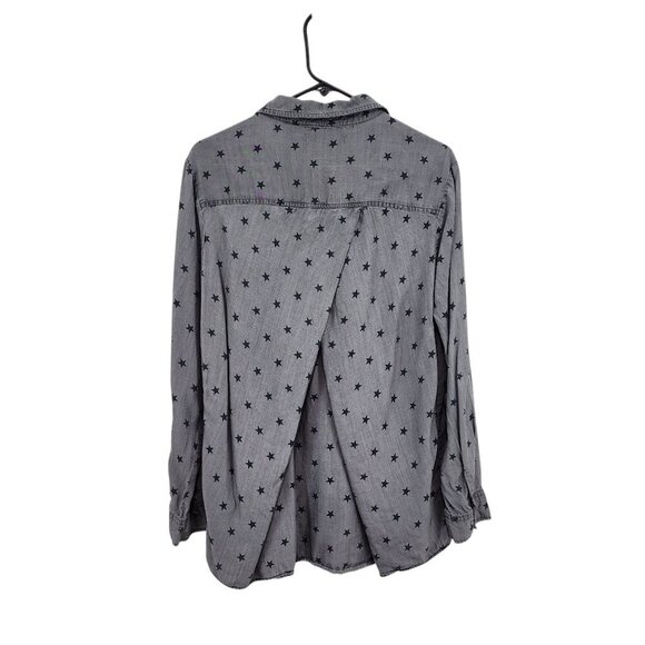 Billy T Women's Stars Button Front Long Sleeves Pocket Shirt - L - Picture 4 of 8